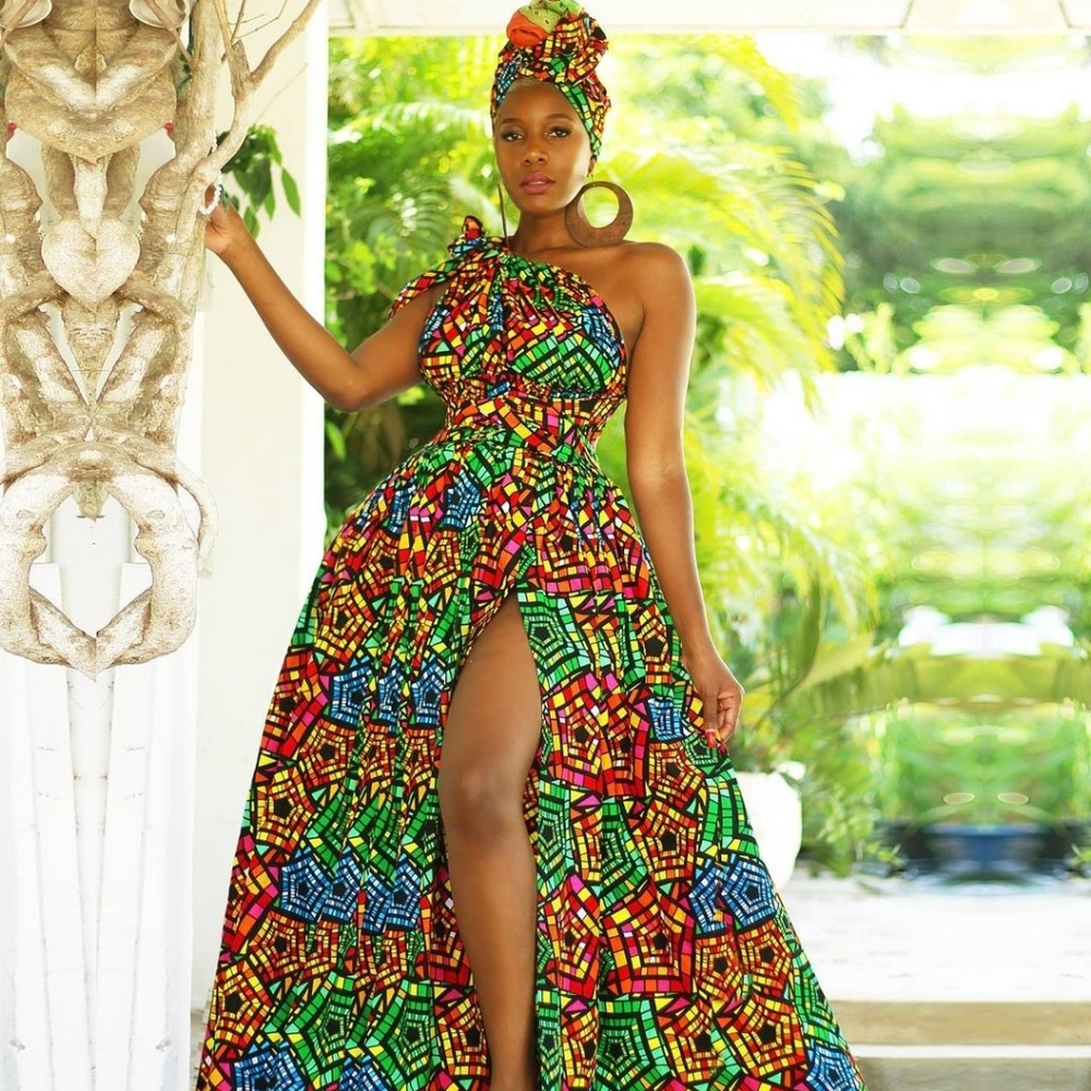 African print infinity maxi dress set for women.